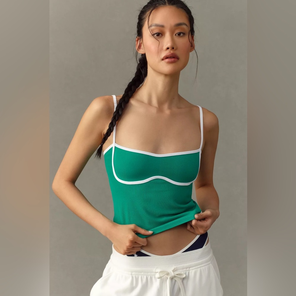 ANTHROPOLOGIE Seamless Piped Trim Tank NWT Size L/XL